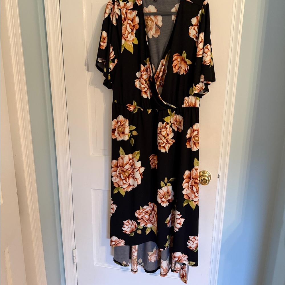 Lane Bryant Multicolored High Low Sundress with Flutter Sleeves